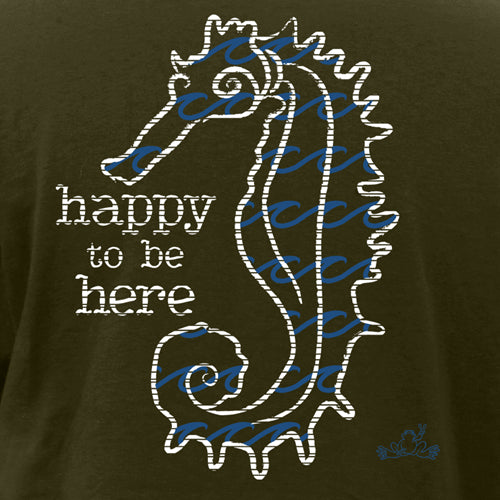 Peace Frogs Happy to Be Here Seahorse Short Sleeve T-Shirt