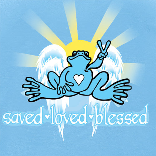 Peace Frogs Adult Saved, Loved, Blessed Short Sleeve T-Shirt