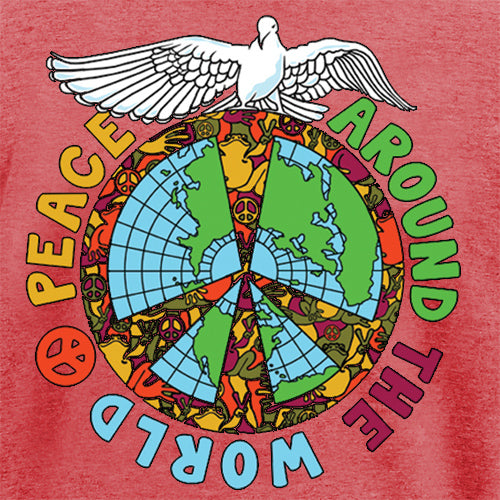 Peace Frogs Adult Peace Around the World Short Sleeve T-Shirt