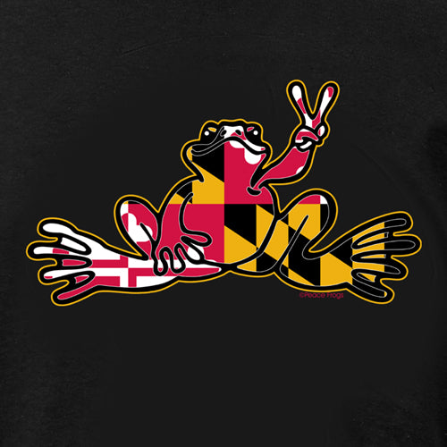 Peace Frogs Maryland Flag Frog Short Sleeve T-Shirt