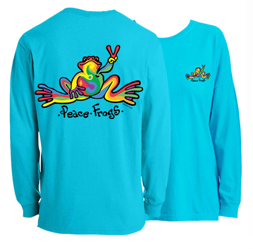 Peace Frogs Retro Frog Adult Garment Dye Long Sleeve T-Shirt