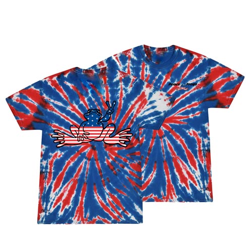 Peace Frogs American Flag Frog Tie Dye Short Sleeve T-Shirt