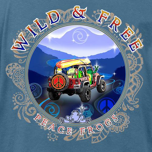 Peace Frogs Adult Wild and Free Frog Short Sleeve T-Shirt