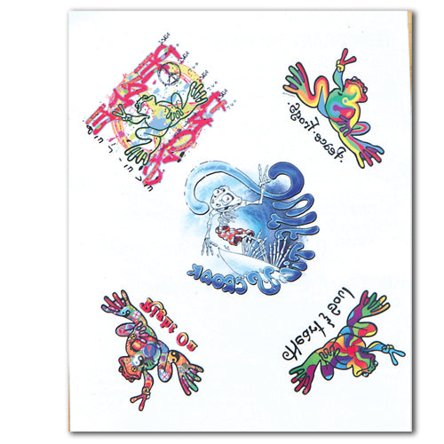 Peace Frogs Surf Assortment Tattoo