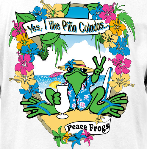 Peace Frogs I Like Pina Coladas Frog Short Sleeve T-Shirt