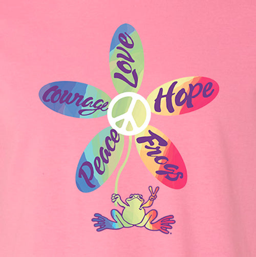 Peace Frogs Adult Peace, Courage Frog Short Sleeve T-Shirt