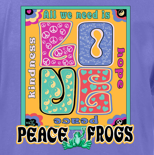 Peace Frogs Adult Love Frog Garment Dye Short Sleeve T-Shirt