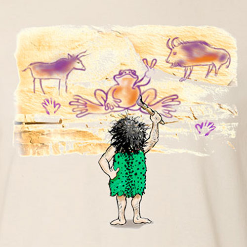 Peace Frogs Adult Cave Painting Frog Short Sleeve T-Shirt