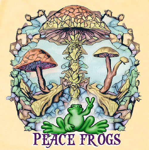 Peace Frogs Adult Mushroom Frog Garment Dye Short Sleeve T-Shirt