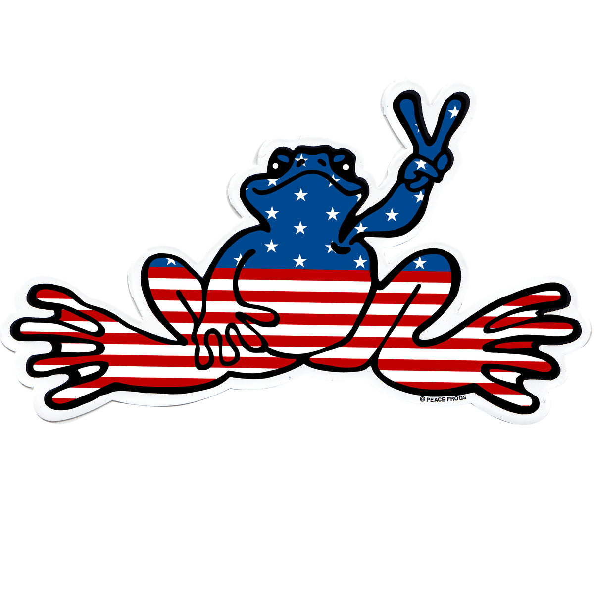 Peace Frogs Sm American Sticker