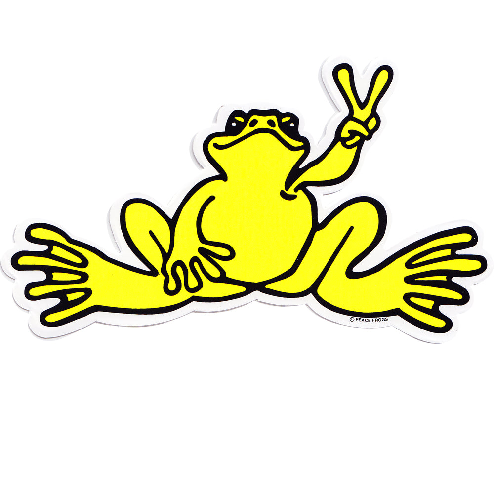 Peace Frogs Sm Yellow Sticker