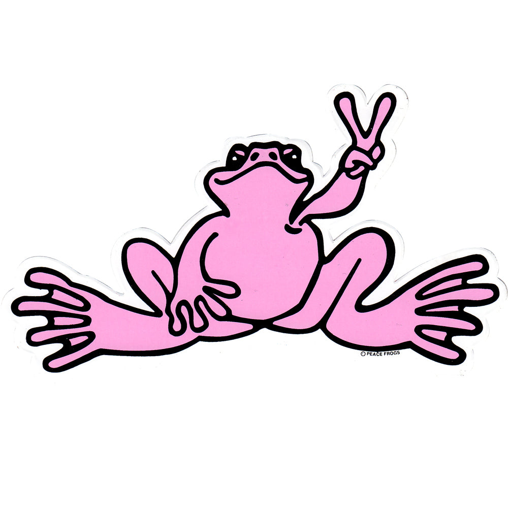 Peace Frogs Sm Pink Sticker