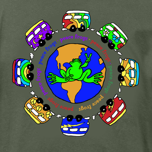 Peace Frogs Adult VW World Garment Dye Short Sleeve T-Shirt