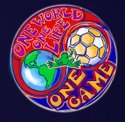 Peace Frogs One World Soccer Adult Long Sleeve T-Shirt