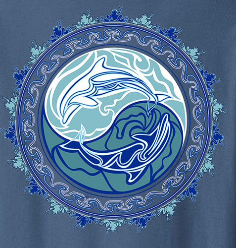 Peace Frogs Tribal Dolphin Adult Long Sleeve T-Shirt