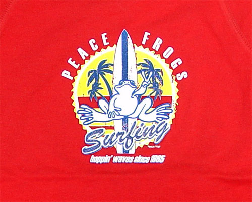 Peace Frogs Red Surfing Muscle T-Shirt