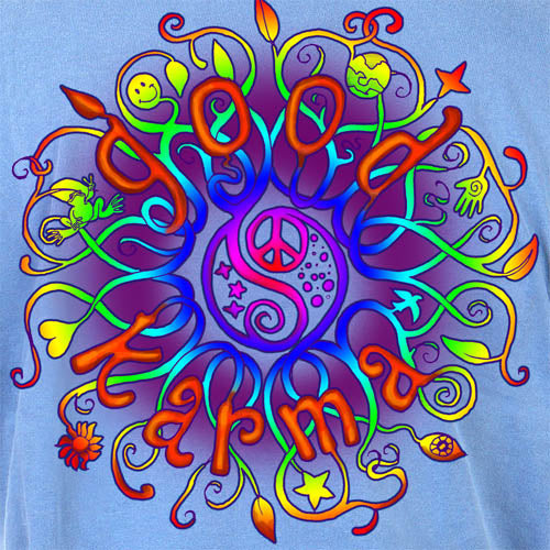 Peace Frogs Carolina Blue Good Karma Adult Long Sleeve T-Shirt
