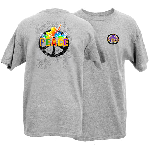 Peace Frogs Adult Rainbow Peace Sign Short Sleeve T-Shirt