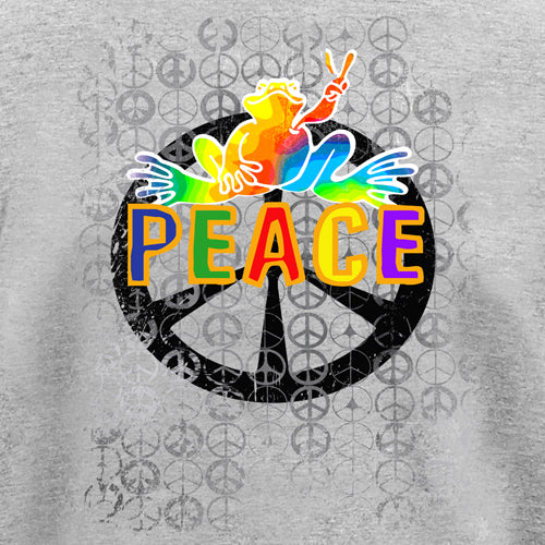 Peace Frogs Adult Rainbow Peace Sign Short Sleeve T-Shirt