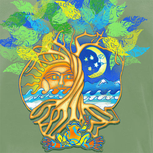 Peace Frogs Adult Sun Moon Tree Short Sleeve T-Shirt