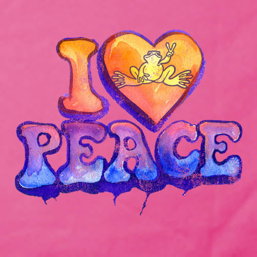 Peace Frogs I Heart Peace Printed Youth Hooded Pullover Sweatshirt