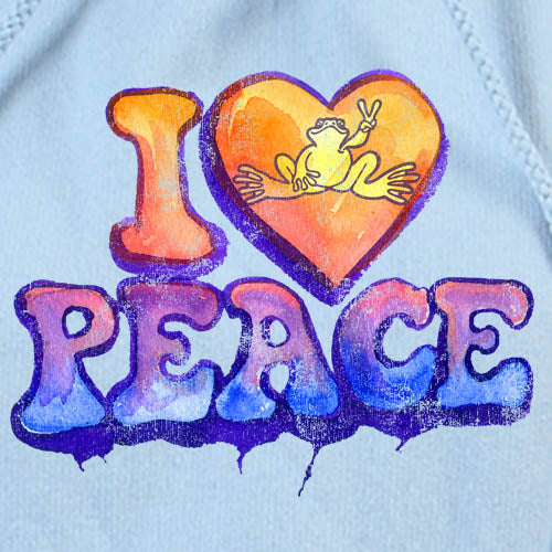 Peace Frogs I Heart Peace Junior Hooded Pullover Sweatshirt