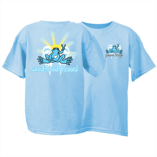 Peace Frogs Youth Saved, Loved, Blessed Frog Short Sleeve Kids T-Shirt