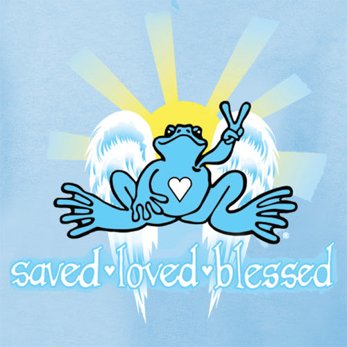 Peace Frogs Youth Saved, Loved, Blessed Frog Short Sleeve Kids T-Shirt