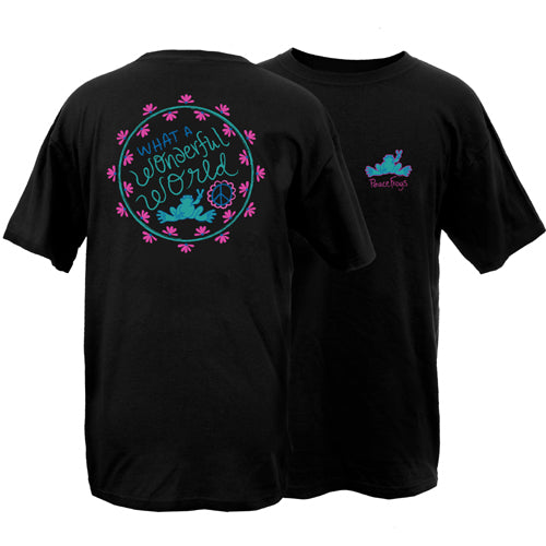 Peace Frogs Adult What A Wonderful World Short Sleeve T-Shirt
