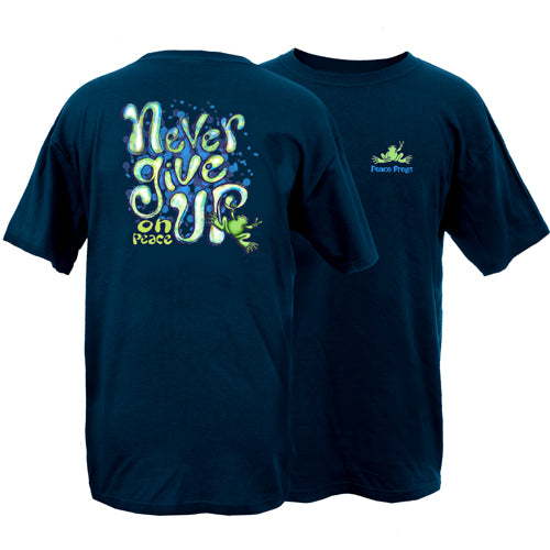 Peace Frogs Never Give Up Frog Short Sleeve T-Shirt