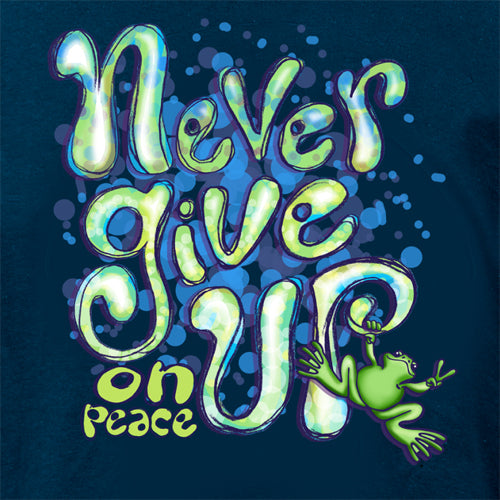Peace Frogs Never Give Up Frog Short Sleeve T-Shirt