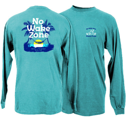 Peace Frogs No Wake Zone Frog Garment Dye Long Sleeve T-Shirt