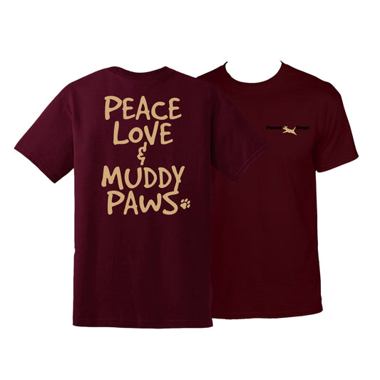 Peace Love Muddy Paws Peace Dogs Short Sleeve T-Shirt