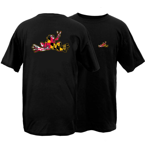 Peace Frogs Maryland Flag Frog Short Sleeve T-Shirt