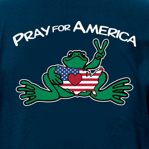 Peace Frogs Pray For America Frog Short Sleeve T-Shirt