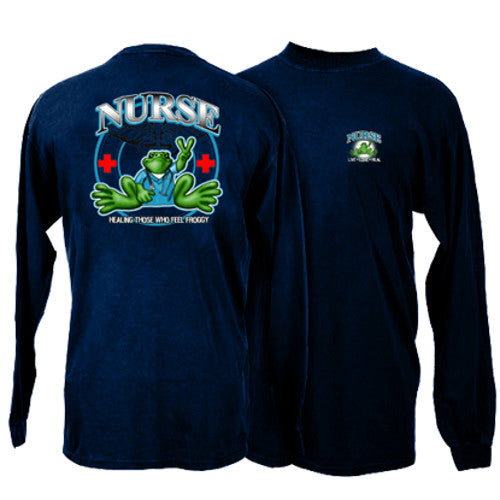 Peace Frogs Nurse Frog Adult Long Sleeve T-Shirt