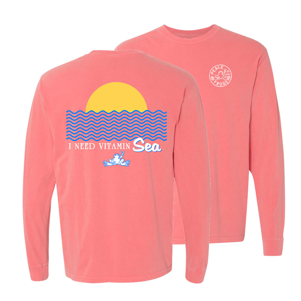 Peace Frogs Vitamin Sea Frog Adult Garment Dye Long Sleeve T-Shirt