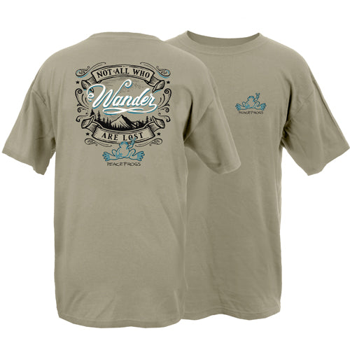 Peace Frogs Not All Who Wander Frog Garment Dye Short Sleeve T-Shirt