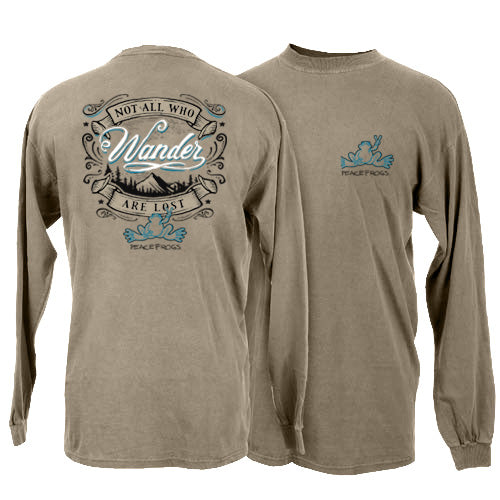 Peace Frogs Wander Adult Garment Dye Long Sleeve T-Shirt