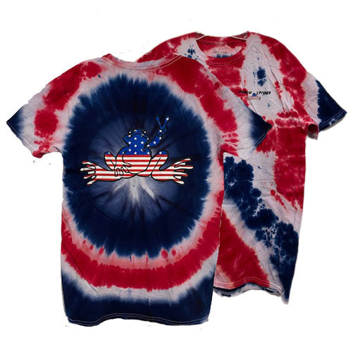 Peace Frogs American Flag Frog Tie Dye Short Sleeve T-Shirt