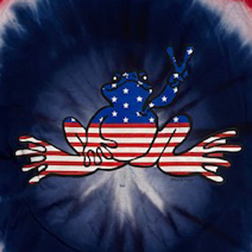 Peace Frogs American Flag Frog Tie Dye Short Sleeve T-Shirt