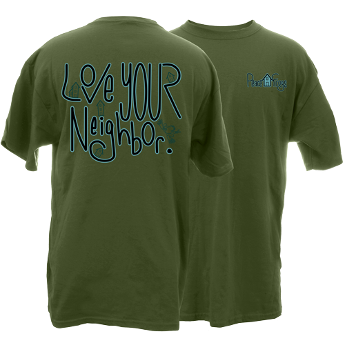 Peace Frogs Adult Love Thy Neighbor Frog Short Sleeve T-Shirt