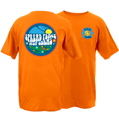 Peace Frogs Adult Spread Peace Not Germs Short Sleeve T-Shirt