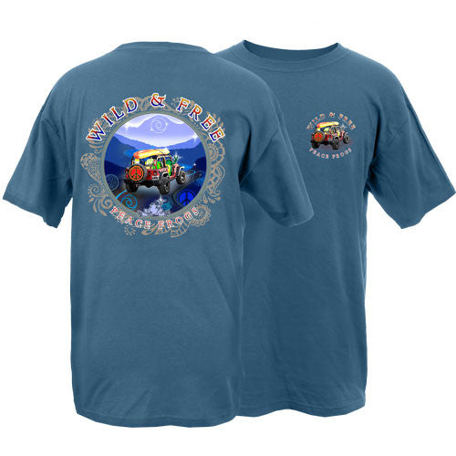 Peace Frogs Adult Wild and Free Frog Short Sleeve T-Shirt
