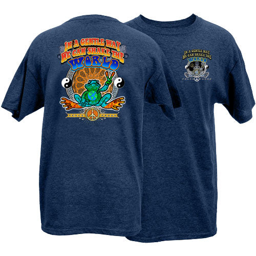 Peace Frogs Shake The World Short Sleeve T-Shirt