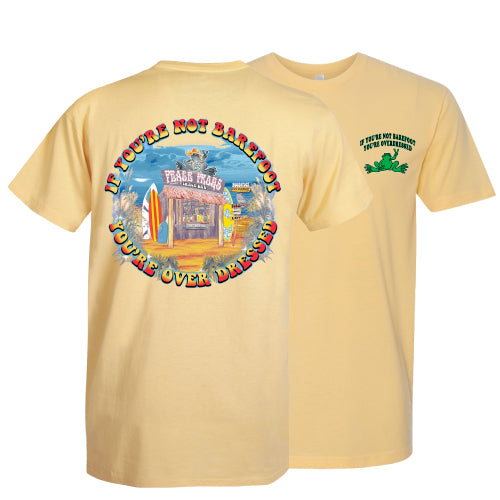 Peace Frogs Adult Barefoot Beach Shack Garment Dye Short Sleeve T-Shirt