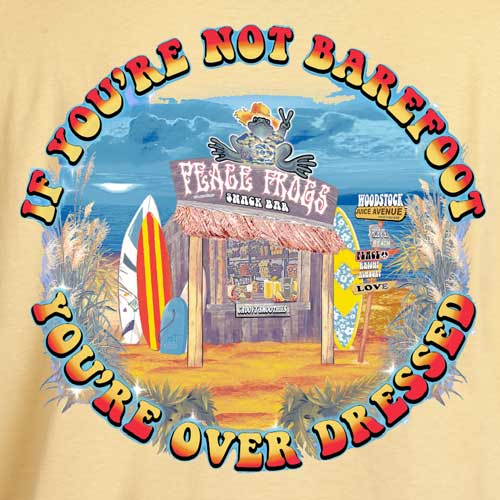 Peace Frogs Adult Barefoot Beach Shack Garment Dye Short Sleeve T-Shirt