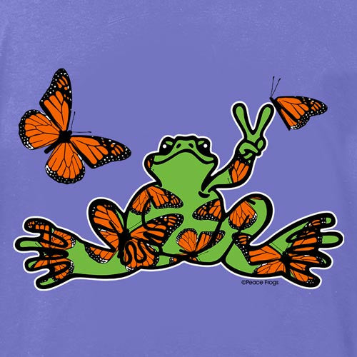 Peace Frogs Adult Monarch Butterfly Frog Short Sleeve T-Shirt