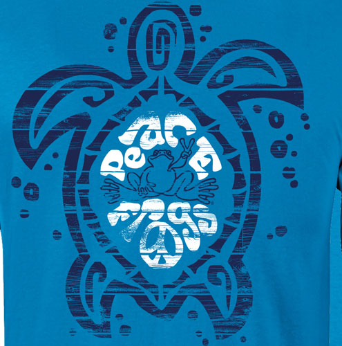 Peace Frogs Sea Turtle Long Sleeve T-Shirt