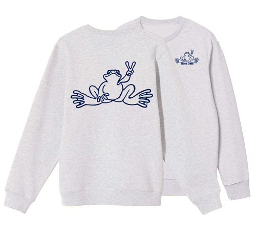 Peace Frogs Navy Outline Frog Adult Crewneck Sweatshirt
